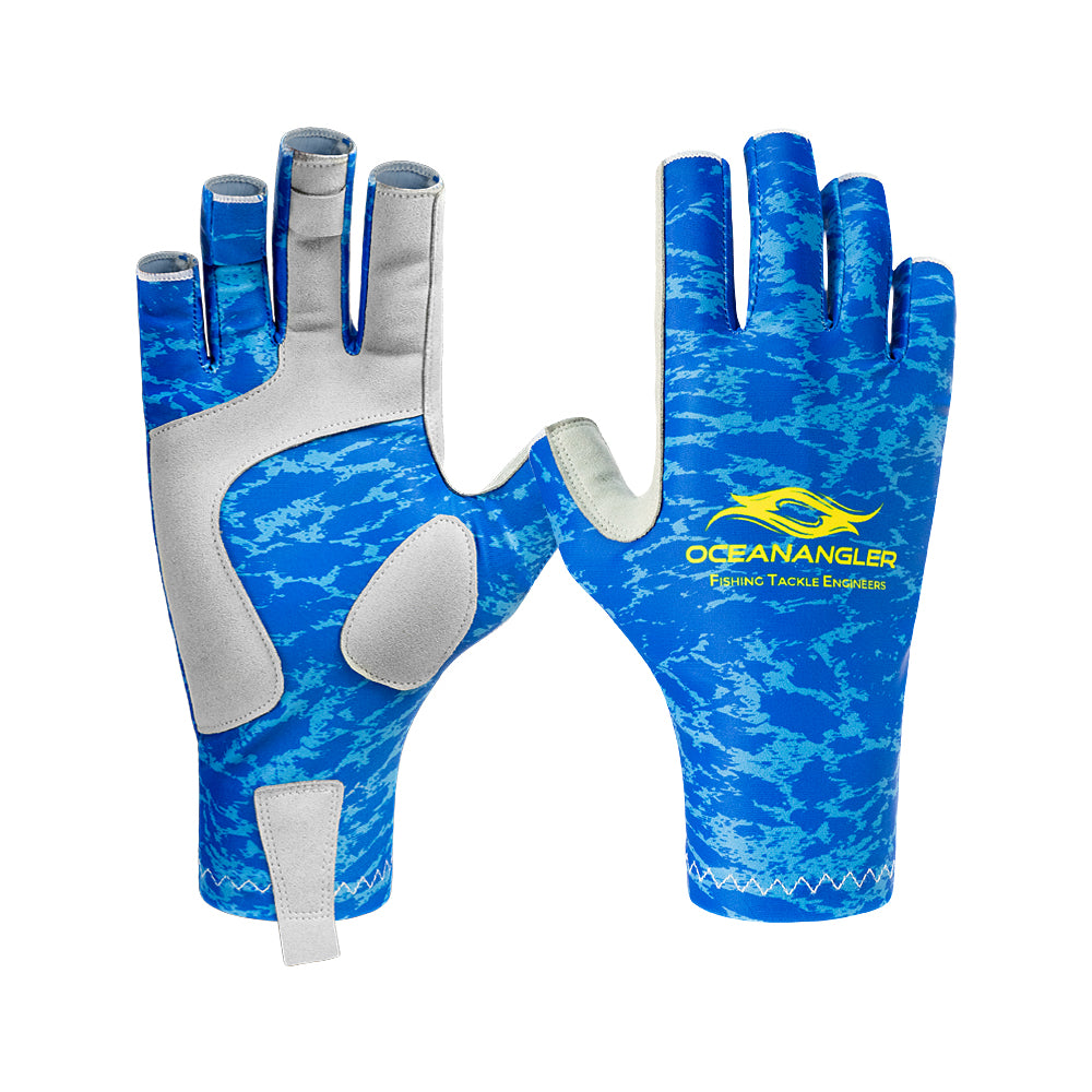 Ocean Angler UV Protective Fishing Gloves Blue